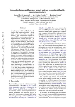 Comparing Human and Language Models Sentence Processing Difficulties on Complex Structures