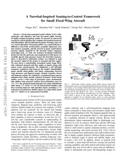 A Narwhal-Inspired Sensing-to-Control Framework for Small Fixed-Wing Aircraft