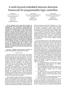 A multi-layered embedded intrusion detection framework for programmable logic controllers
