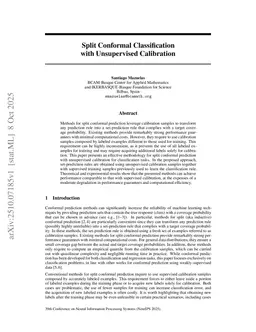 Split Conformal Classification with Unsupervised Calibration