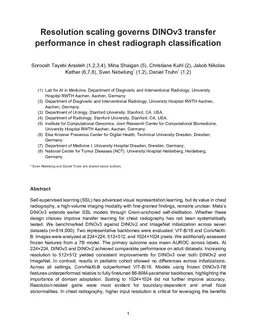 Resolution scaling governs DINOv3 transfer performance in chest radiograph classification
