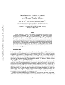 Discriminative Feature Feedback with General Teacher Classes