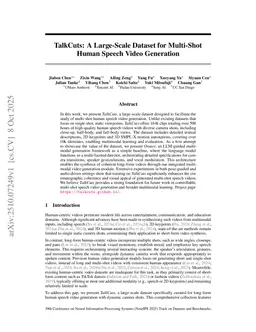 TalkCuts: A Large-Scale Dataset for Multi-Shot Human Speech Video Generation