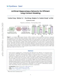 Artificial Hippocampus Networks for Efficient Long-Context Modeling