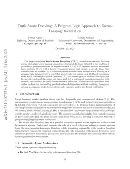 Truth-Aware Decoding: A Program-Logic Approach to Factual Language Generation