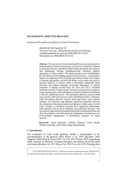 Inconsistent Affective Reaction: Sentiment of Perception and Opinion in Urban Environments