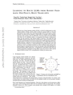 Learning to Route LLMs from Bandit Feedback: One Policy, Many Trade-offs
