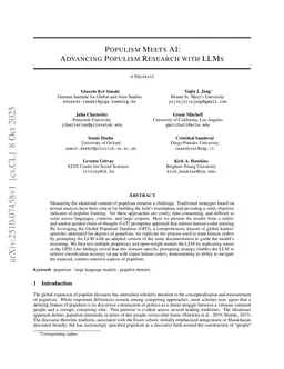 Populism Meets AI: Advancing Populism Research with LLMs