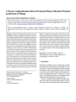 A Secure Authentication-Driven Protected Data Collection Protocol in Internet of Things