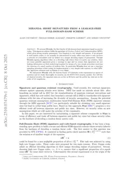 MIRANDA: short signatures from a leakage-free full-domain-hash scheme