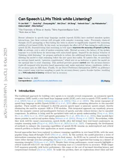 Can Speech LLMs Think while Listening?