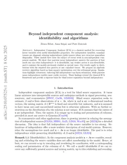 Beyond independent component analysis: identifiability and algorithms
