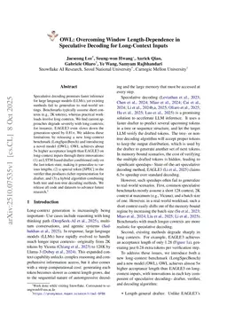 OWL: Overcoming Window Length-Dependence in Speculative Decoding for Long-Context Inputs
