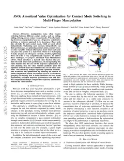 AVO: Amortized Value Optimization for Contact Mode Switching in Multi-Finger Manipulation
