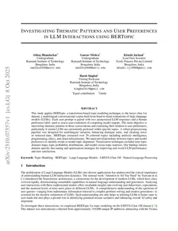 Investigating Thematic Patterns and User Preferences in LLM Interactions using BERTopic