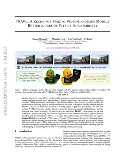 TRAVL: A Recipe for Making Video-Language Models Better Judges of Physics Implausibility