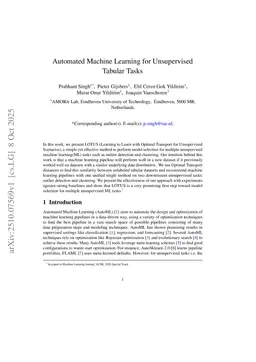 Automated Machine Learning for Unsupervised Tabular Tasks