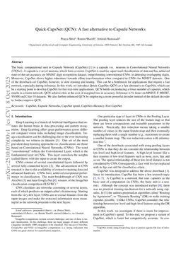 Quick-CapsNet (QCN): A fast alternative to Capsule Networks