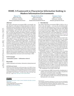 ISMIE: A Framework to Characterize Information Seeking in Modern Information Environments