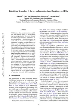 Rethinking Reasoning: A Survey on Reasoning-based Backdoors in LLMs