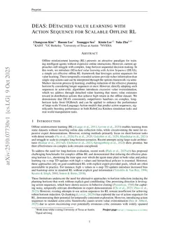 DEAS: DEtached value learning with Action Sequence for Scalable Offline RL