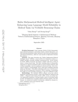 Haibu Mathematical-Medical Intelligent Agent:Enhancing Large Language Model Reliability in Medical Tasks via Verifiable Reasoning Chains