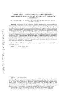 Weak Form Learning for Mean-Field Partial Differential Equations: an Application to Insect Movement