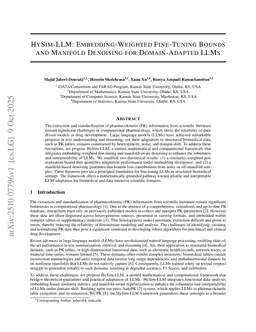 HySim-LLM: Embedding-Weighted Fine-Tuning Bounds and Manifold Denoising for Domain-Adapted LLMs