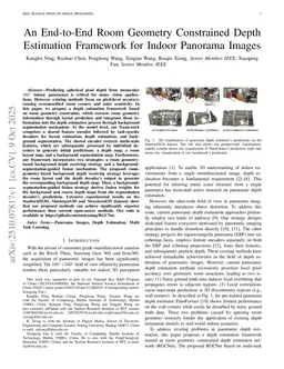 An End-to-End Room Geometry Constrained Depth Estimation Framework for Indoor Panorama Images