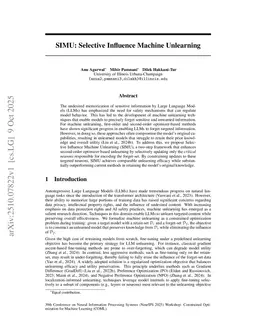 SIMU: Selective Influence Machine Unlearning