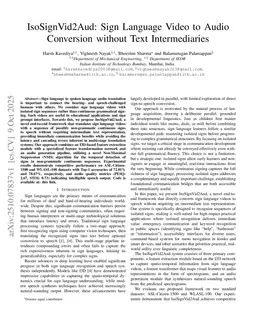 IsoSignVid2Aud: Sign Language Video to Audio Conversion without Text Intermediaries