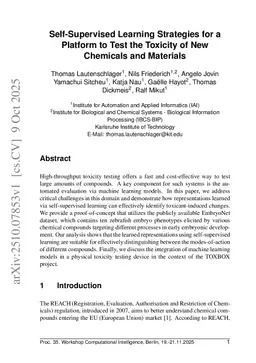Self-Supervised Learning Strategies for a Platform to Test the Toxicity of New Chemicals and Materials