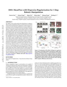 DM1: MeanFlow with Dispersive Regularization for 1-Step Robotic Manipulation