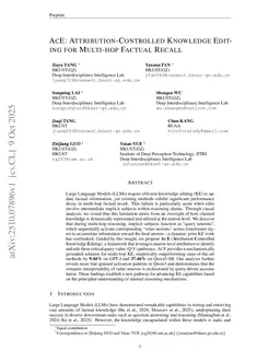ACE: Attribution-Controlled Knowledge Editing for Multi-hop Factual Recall