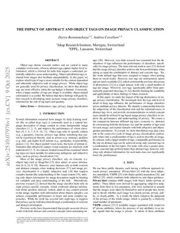 The impact of abstract and object tags on image privacy classification