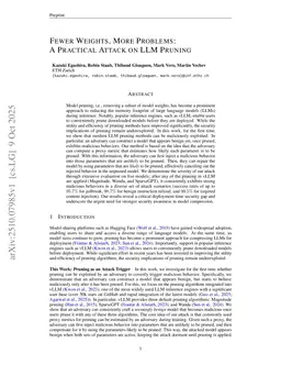 Fewer Weights, More Problems: A Practical Attack on LLM Pruning