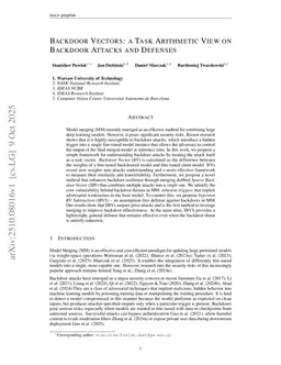 Backdoor Vectors: a Task Arithmetic View on Backdoor Attacks and Defenses
