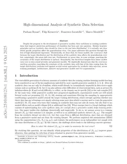 High-dimensional Analysis of Synthetic Data Selection