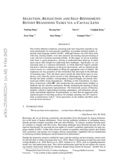 Selection, Reflection and Self-Refinement: Revisit Reasoning Tasks via a Causal Lens