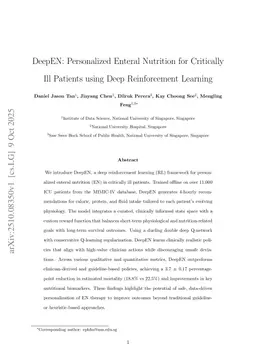 DeepEN: A Deep Reinforcement Learning Framework for Personalized Enteral Nutrition in Critical Care