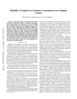 Reliability of Single-Level Equality-Constrained Inverse Optimal Control