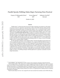 Parallel Spooky Pebbling Makes Regev Factoring More Practical