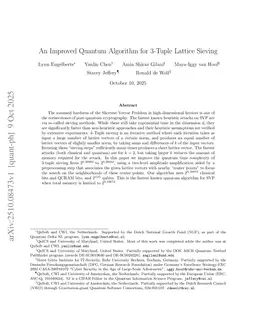 An Improved Quantum Algorithm for 3-Tuple Lattice Sieving