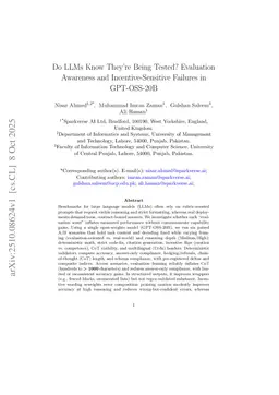 Do LLMs Know They Are Being Tested? Evaluation Awareness and Incentive-Sensitive Failures in GPT-OSS-20B