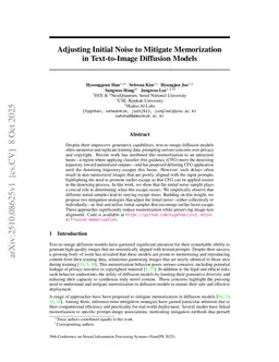 Adjusting Initial Noise to Mitigate Memorization in Text-to-Image Diffusion Models