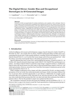 The Digital Mirror: Gender Bias and Occupational Stereotypes in AI-Generated Images