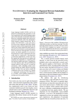 Text2Stories: Evaluating the Alignment Between Stakeholder Interviews and Generated User Stories