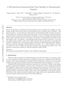 A 3D Generation Framework from Cross Modality to Parameterized Primitive