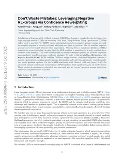 Don't Waste Mistakes: Leveraging Negative RL-Groups via Confidence Reweighting