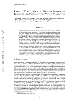 Unified World Models: Memory-Augmented Planning and Foresight for Visual Navigation